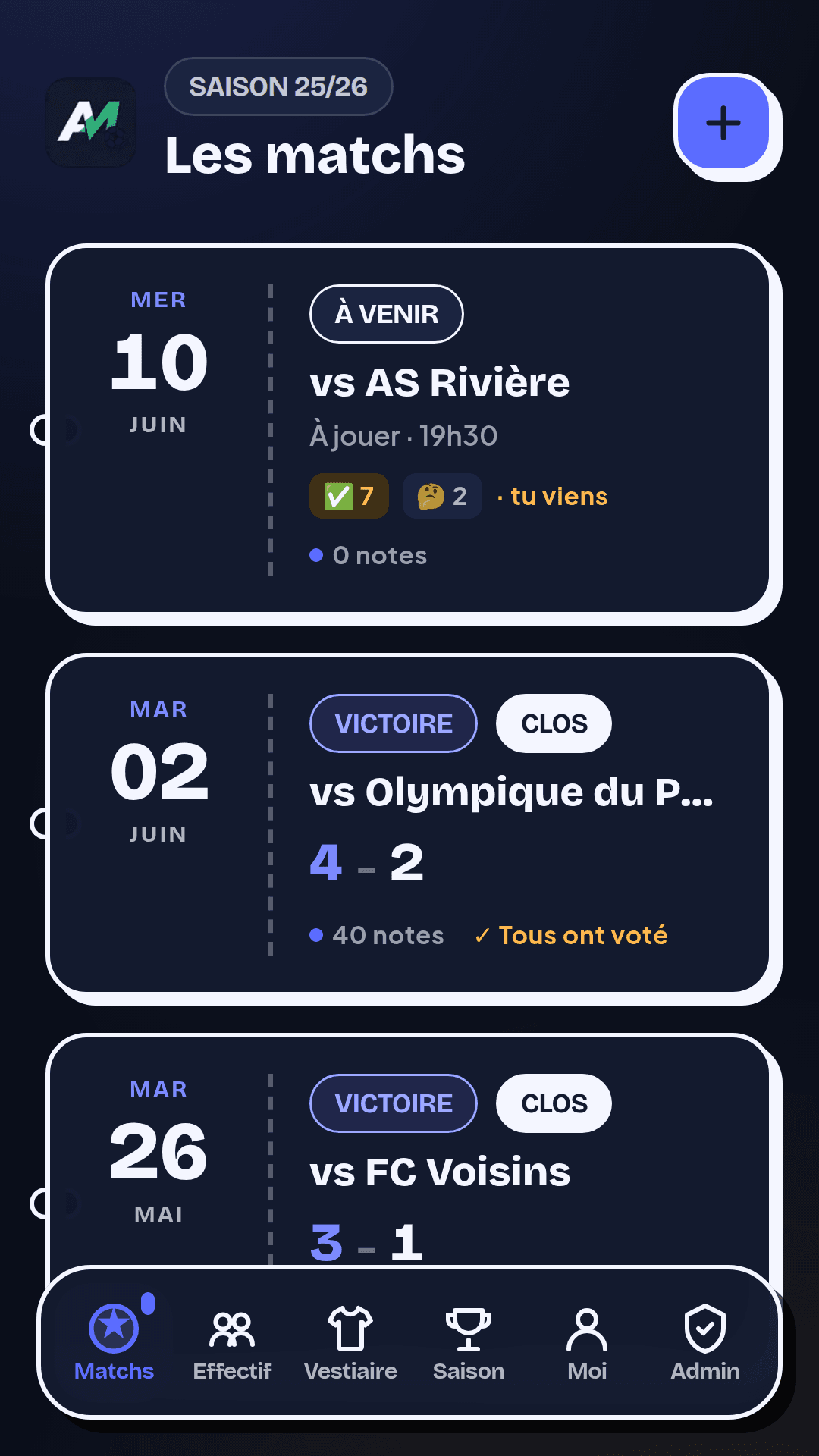 AfterMatch — Matchs & convocations